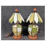 Green Stained Glass Table Lamps(2)