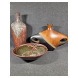 Pottery Bowl, Pottery Oblong Vase, Tall Pottery