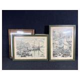 Framed Japanese Woodblock Prints (4) Vintage