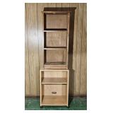 Wooden Bookshelf,  Utility Cart w/Wheels Wood Look
