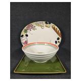 Ceramic Pasta Bowl, Charcuterie Platter, Green