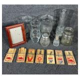 Clear Glass Vases(4), Pint Ball Jar, Glass Shaker