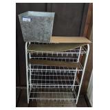 White Metal Shelf with Metal Pot