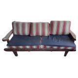 Wooden Outdoor Bench with Cushions