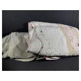 White and Floral Blanket, Green Polyester Blanket