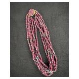 Cranberry beaded choker necklace