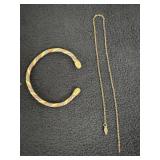 Twisted Brass Copper Cuff, Golden chain broken