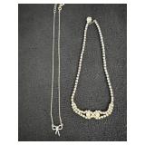 Silvertone rope bow necklac3