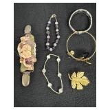 Miss Rose Violet Clip, Bracelets, Gold leaf pin