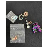 Costume Jewelry, pierced earrings, lapel pins
