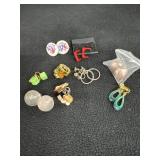 Clip style earrings, Red square pierced earrings