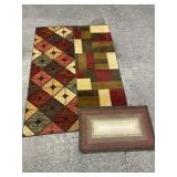 Hallway Rugs(2) Earth Tones, Door Mat(1)