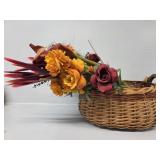 Wicker Basket with Faux Flowers