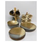 Sango Gold Dust Green, Plates (4), Bowls (4)