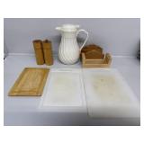 Cutting Boards, Napkin Holder, Pitcher