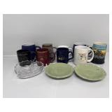 Coffee Mugs (9) Saucer Plates (2)