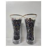 2 Glass Cases with Decorative Stones