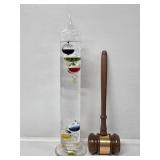 Galileo Thermometer, Wooden Gavel