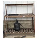 Wooden Garden Bench and Hand Sprayer