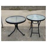 2 Small Round Glass Top Patio Tables