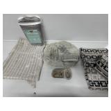Gray and white valances and gray sheers