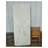 Plastic Table, Wooden Folding Chair