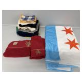 Soft Blue with stars throw, assorted towels and