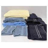 Blue towel sets and (1) Cream towel