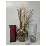 Frosted Red Glass Vase, LSA Mouthblown in Poland