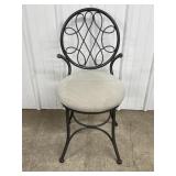 Silver Toned Metal Chair with Upholstered Seat