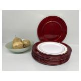 Red Plastic Plates, Glass Bowls