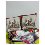 Holiday Pillows (2), Gift Wrap, Bags,Tissue