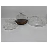 Chip and Dip Bowl, Small Wooden Base with Glass