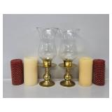 Lacquered Brass Candlestick Holders(2), Round