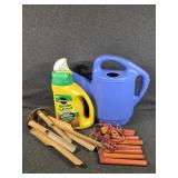 Plastic Watering Can, Shake and Feed, Wooden W