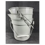 2.5 Gallon Grey Plastic Buckets W/Metal Handles