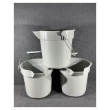 Grey  Plastic Buckets W/Metal Handles (3)