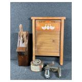 Butcher block knife holder, pencil sharpener,