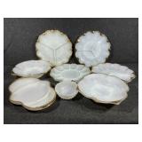 Anchor Hocking White Milk Glass gold rimmed