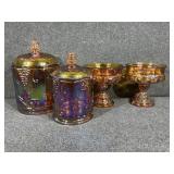 Indiana Glass Marigold Kings Crown Compotes