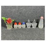 Cut glass salt and pepper shakers, Votive cup