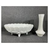 Cornucopia Milk White Glass Serving Dish