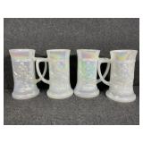 Federal Glass iridescent milk glass beer steins