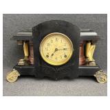 Ebonized Wood Mantel Clock-Pillars Need Repair