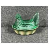 Fenton basket base with nesting Chicken