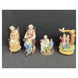 Porcelain Bisque Music Box, Elderly Couple In Rock