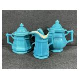 Diana Pottery Teapot, Creamer and Sugar set
