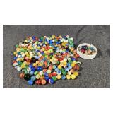 Flordia Ashtrays, Cut Glass Decanter W/Marbles
