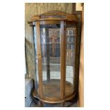 Curved Glass Curio Cabinet w/ Wheat Design