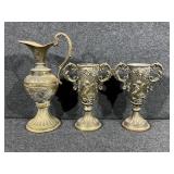 Brass Small Loving Birds Cup Vases(2) Mini Pitcher